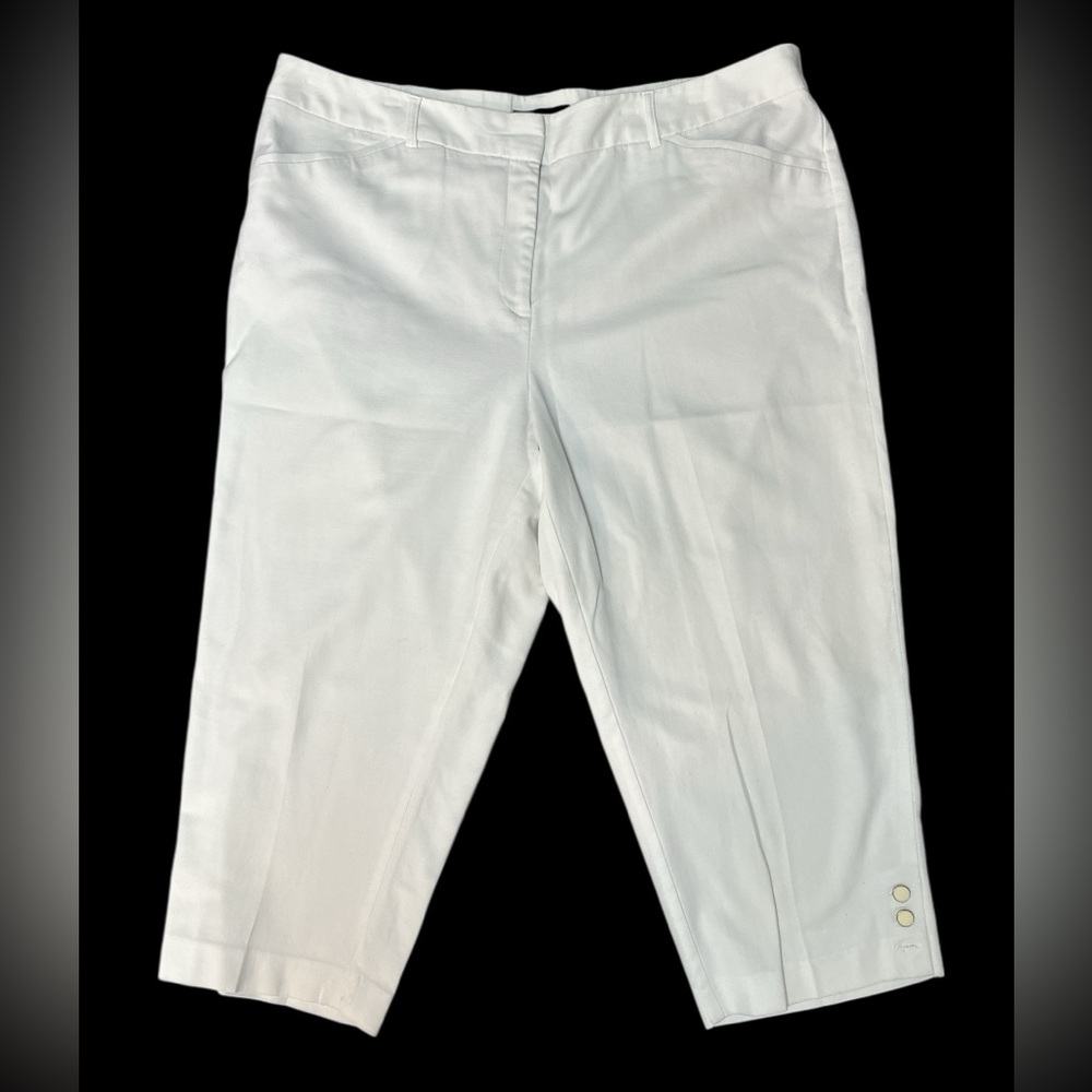 Counterparts Capri Pants‎ Womens 18W White Stretch Cotton Button Hem AS IS